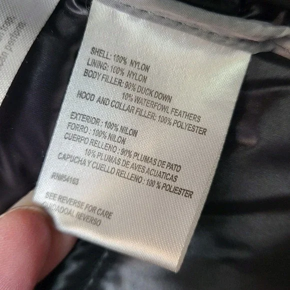 Andrew Marc Down Packable Maxi Jacket Women XL‎ Black 650 Fill Removeable Hood - Picture 11 of 13